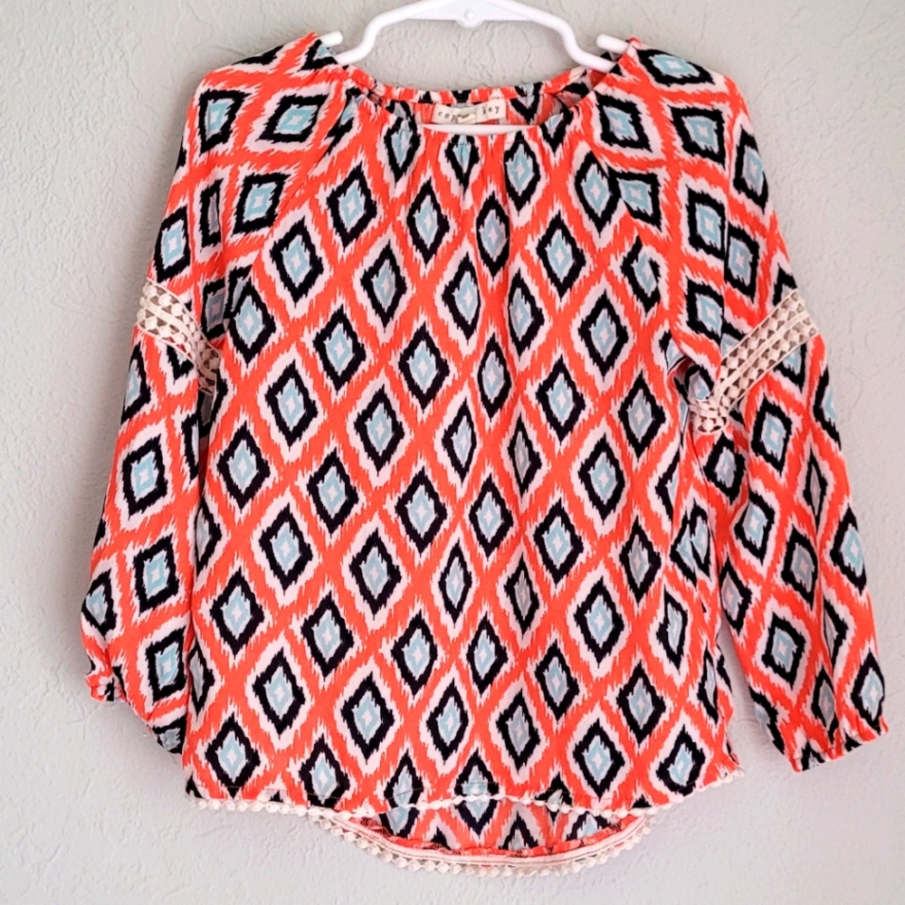 Copper Key Orange Ikat Top Sz Toddler 4T